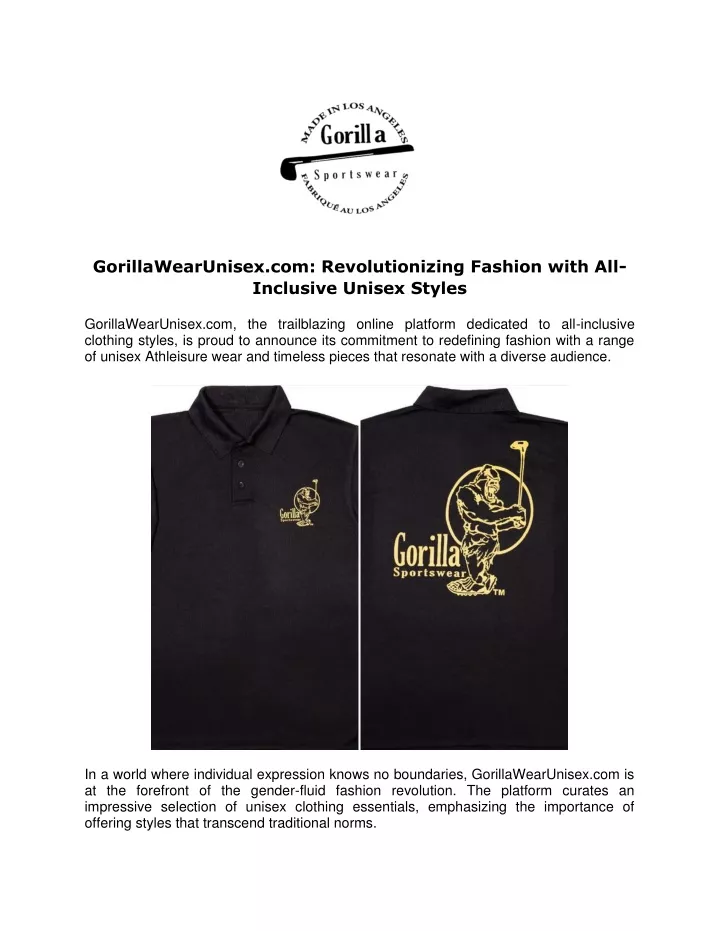 gorillawearunisex com revolutionizing fashion