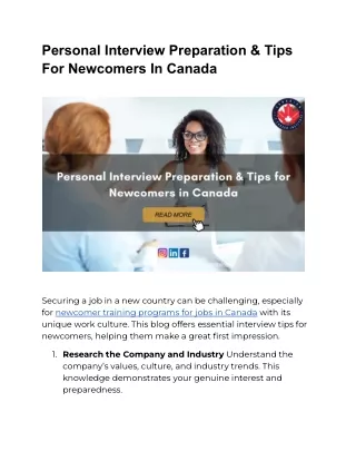 Personal Interview Preparation & Tips For Newcomers In Canada