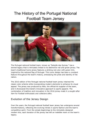 The History of the Portugal National Football Team Jersey