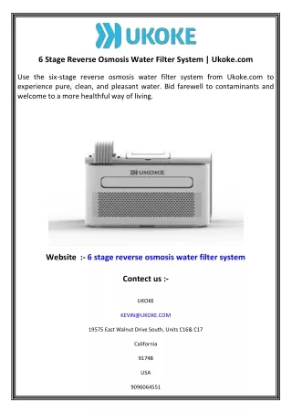 6 stage reverse osmosis water filter system ukoke