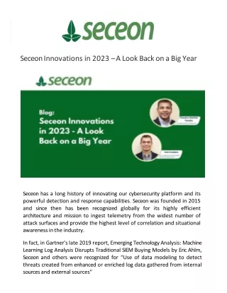 Seceon Innovations in 2023 - A Look Back on a Big Year - Seceon