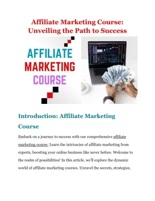 Affiliate Marketing Course: Unveiling the Path to Success