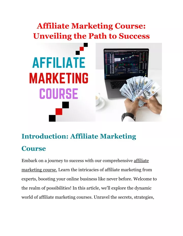 affiliate marketing course unveiling the path