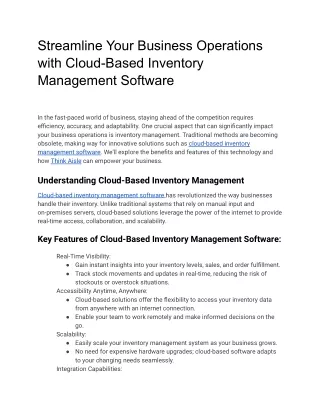 Streamline Your Business Operations with Cloud-Based Inventory Management Softw