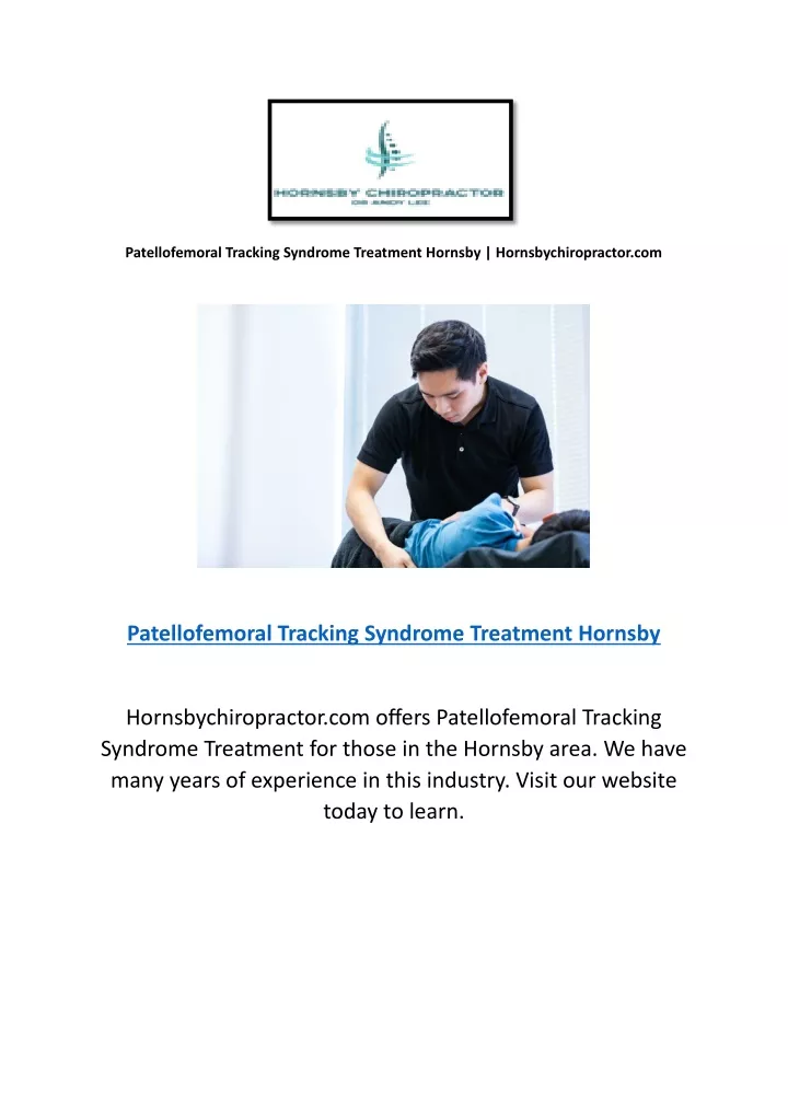 patellofemoral tracking syndrome treatment