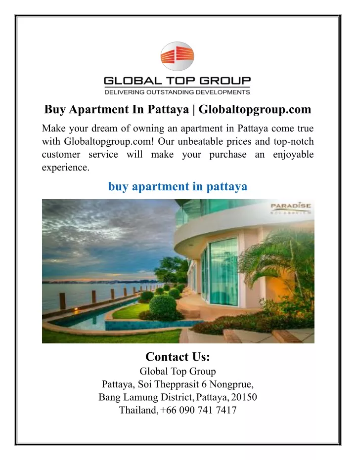 buy apartment in pattaya globaltopgroup com