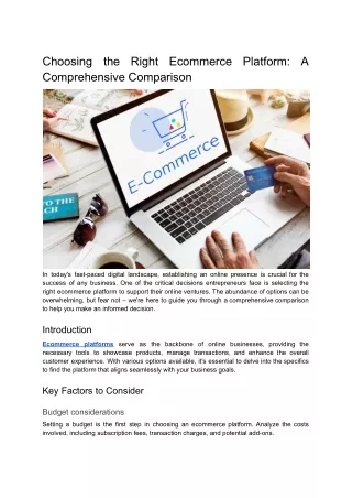 Choosing the Right Ecommerce Platform_ A Comprehensive Comparison