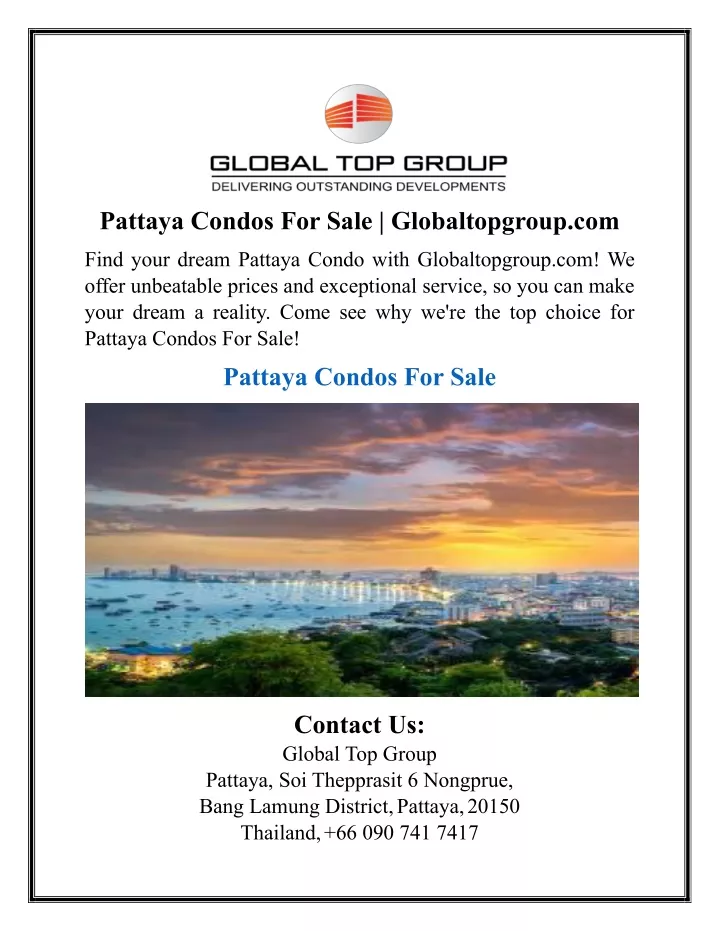 pattaya condos for sale globaltopgroup com