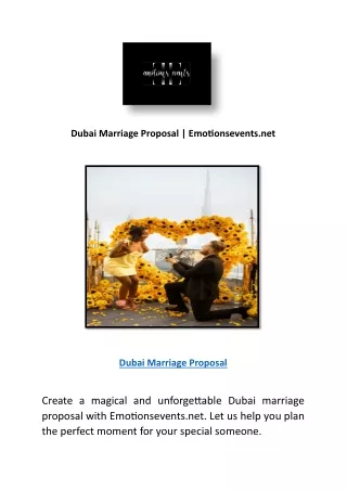 Dubai Marriage Proposal | Emotionsevents.net