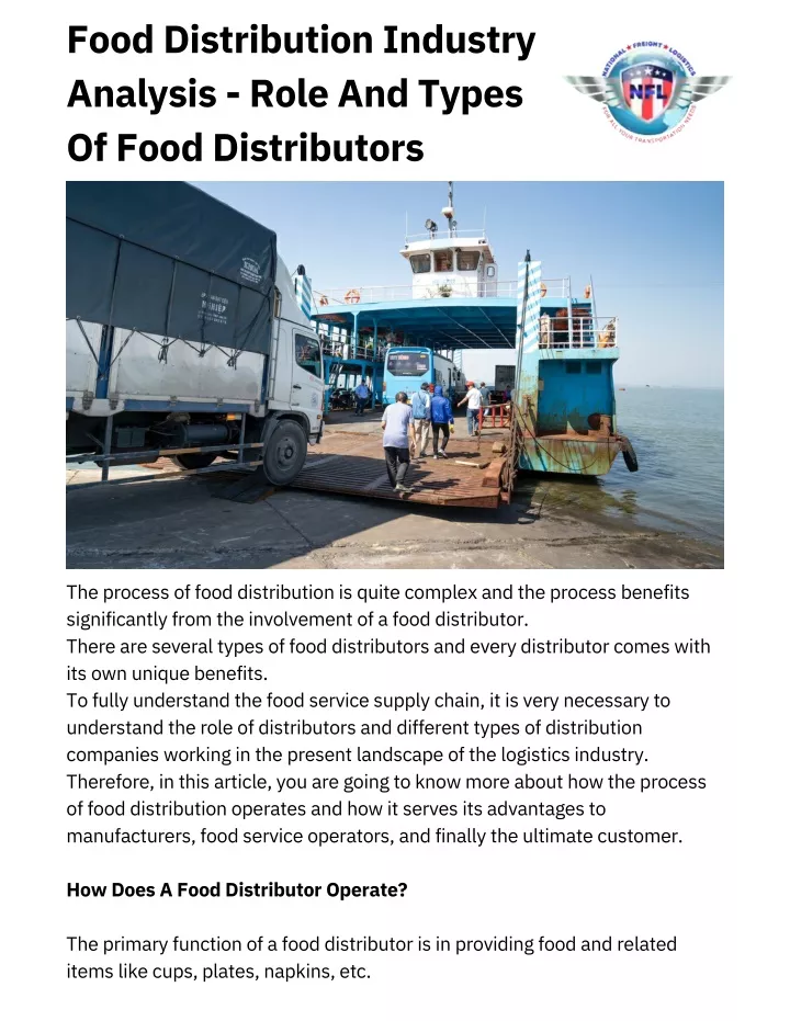 food distribution industry analysis role