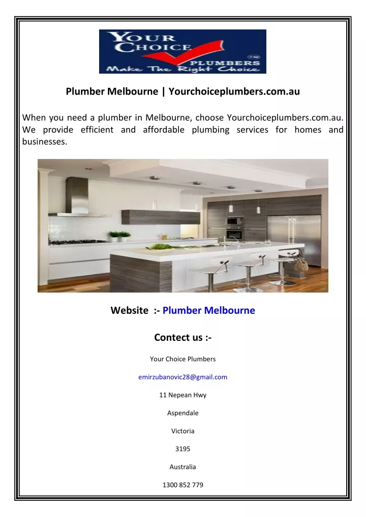 plumber melbourne yourchoiceplumbers com au