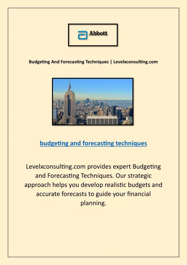 budgeting and forecasting techniques