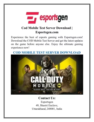 Cod Mobile Test Server Download | Esportsgen.com