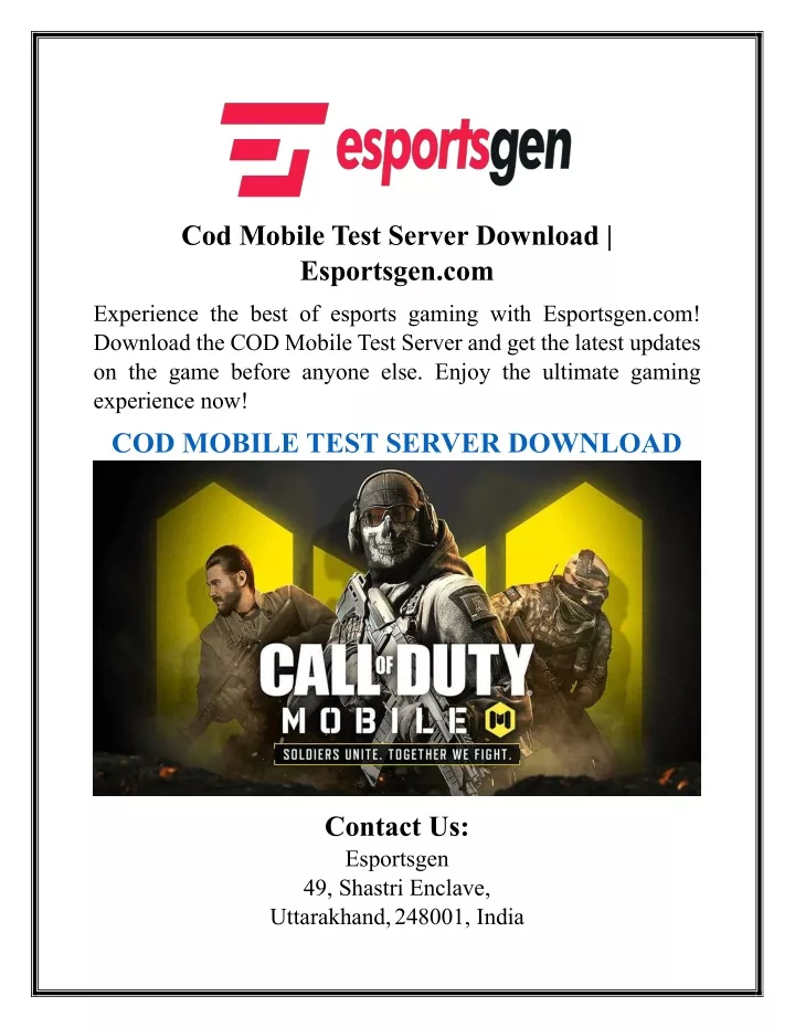 cod mobile test server download esportsgen com