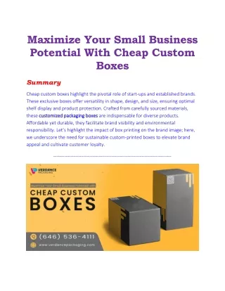 Maximize Your Small Business Potential With Cheap Custom Boxes