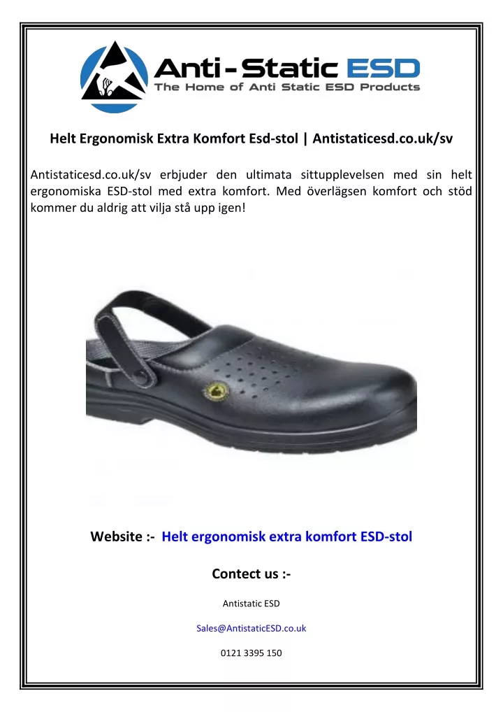 helt ergonomisk extra komfort esd stol