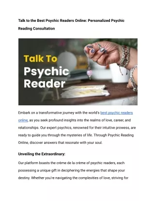 Talk to the Best Psychic Readers Online