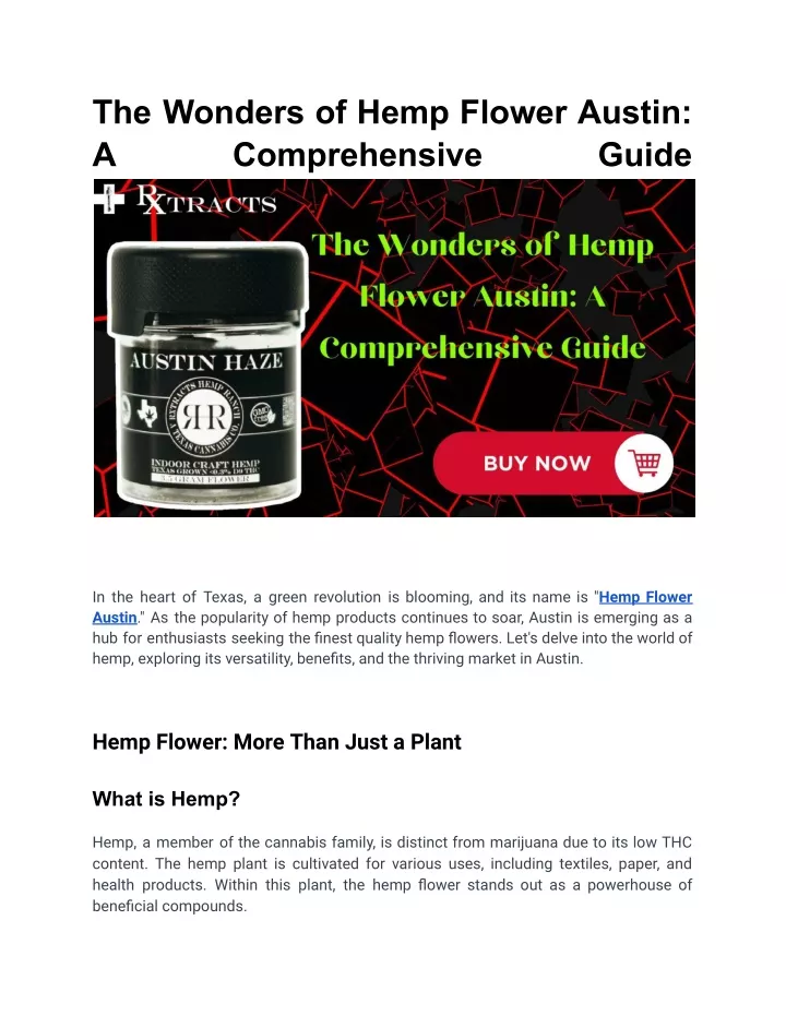 the wonders of hemp flower austin a comprehensive