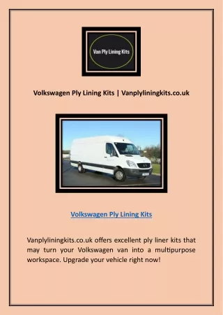 Buy Ply Lining Van Lining Kits Online | Vanplyliningkits.co.uk