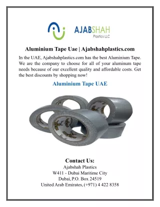 Aluminium Tape Uae | Ajabshahplastics.com