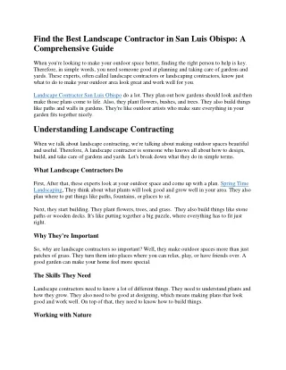 Find the Best Landscape Contractor in San Luis Obispo A Comprehensive Guide