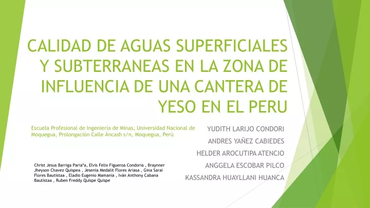 calidad de aguas superficiales y subterraneas