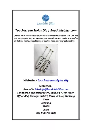 Touchscreen Stylus Diy Beadablebliss.com