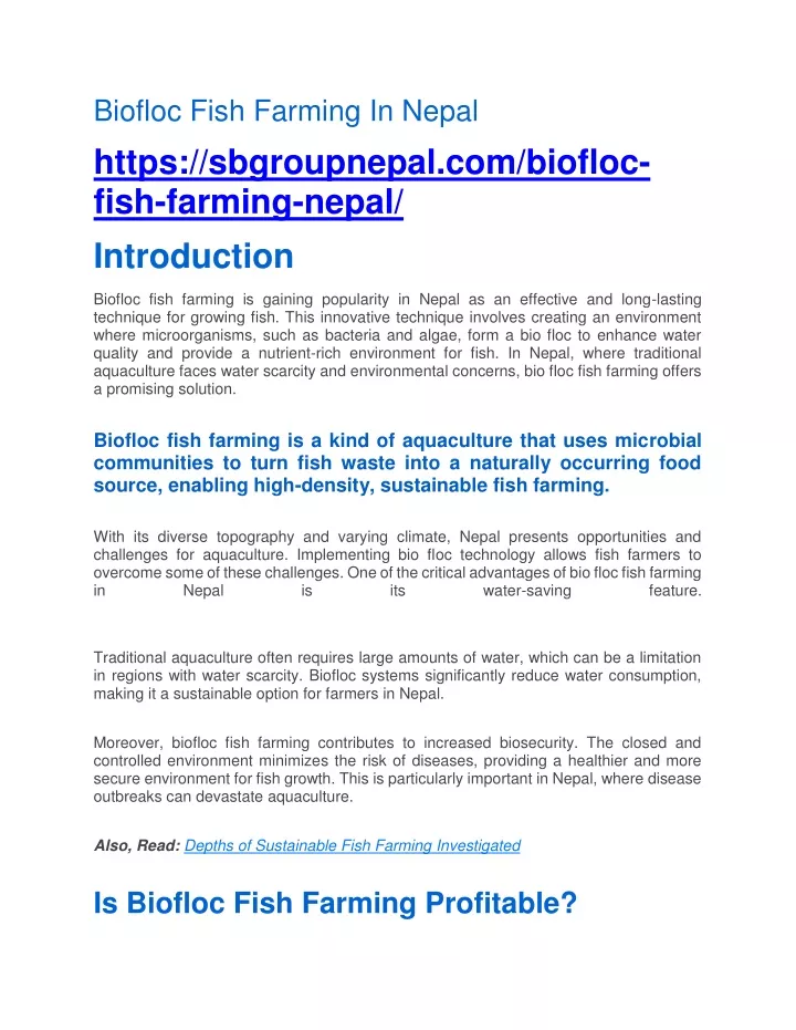 biofloc fish farming in nepal https sbgroupnepal
