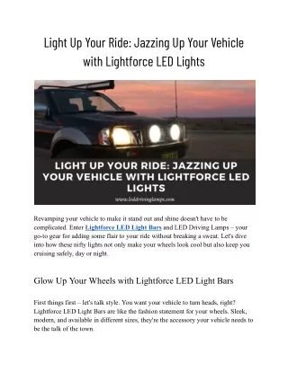 Light Up Your Ride_ Jazzing Up Your Vehicle with Lightforce LED Lights