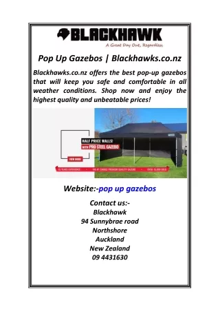 Pop Up Gazebos Blackhawks.co.nz