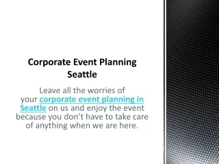 Corporate Event Planning Seattle