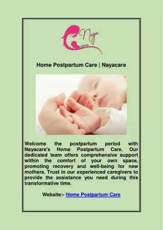 Home Postpartum Care | Nayacare