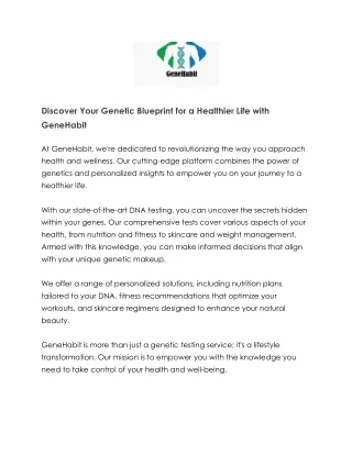 GeneHabit: Unlocking Wellness Through Your DNA