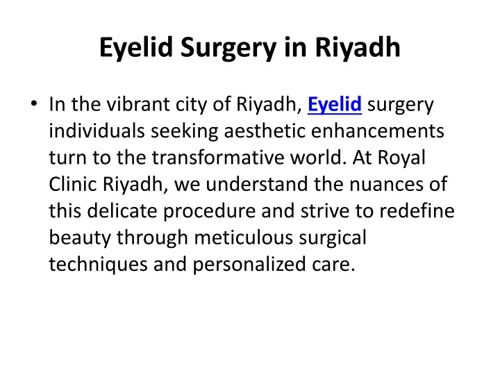 eyelid surgery in riyadh