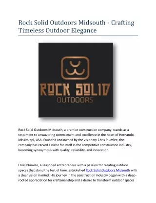 Rock Solid Outdoors Midsouth - Crafting Timeless Outdoor Elegance