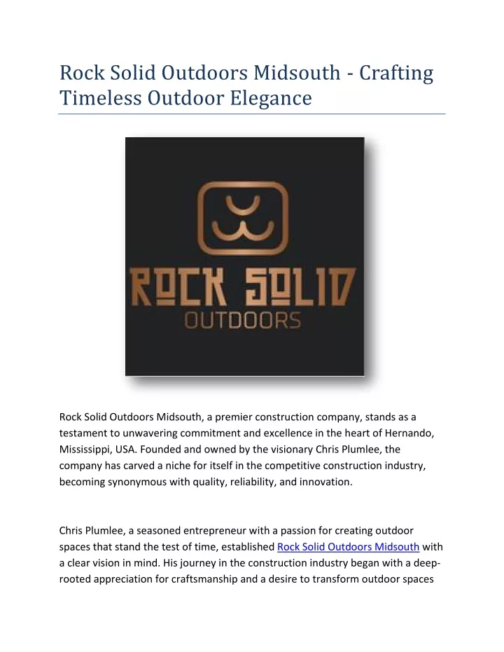rock solid outdoors midsouth crafting timeless