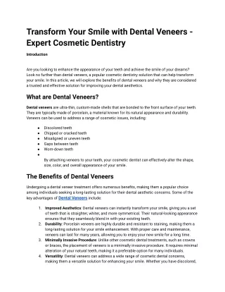 transform your smile with dental veneers expert