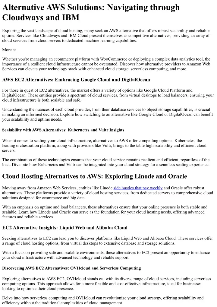 alternative aws solutions navigating through