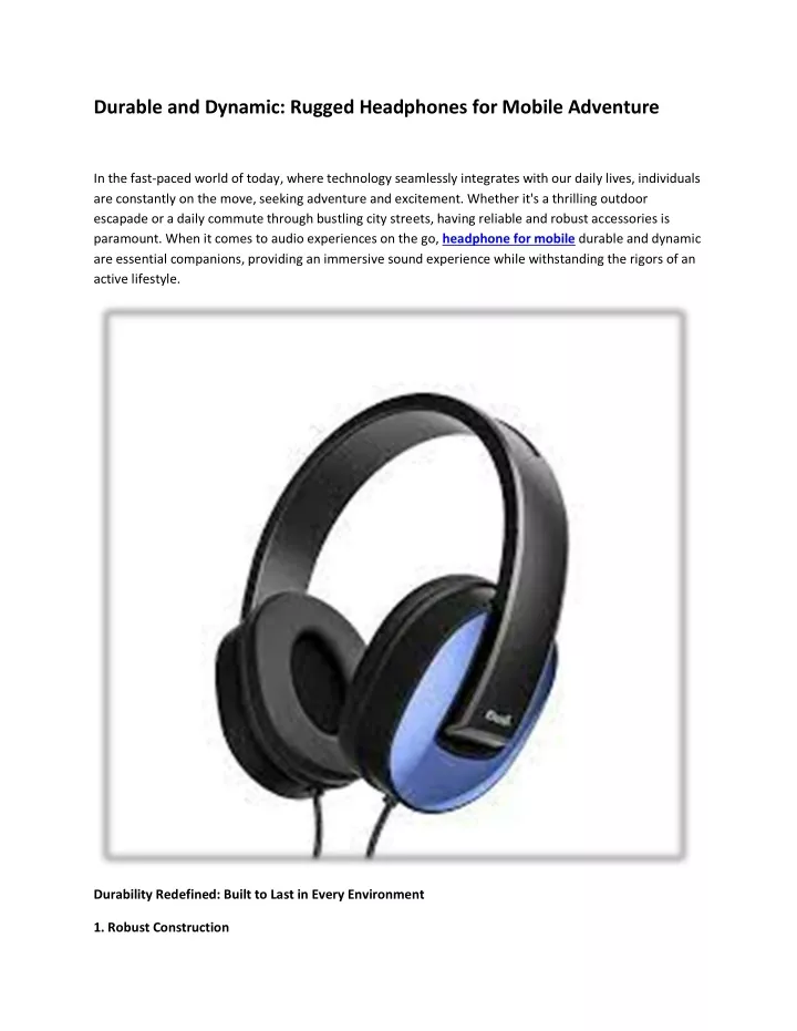 durable and dynamic rugged headphones for mobile