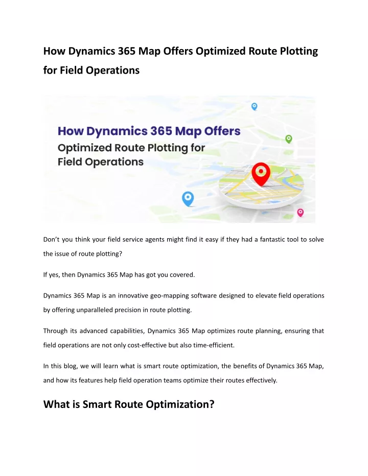 how dynamics 365 map offers optimized route