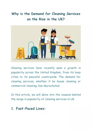 Why is the Demand for Cleaning Services on the Rise in the UK