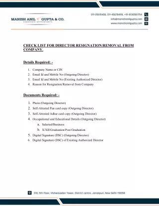 check list for director resignation removal from