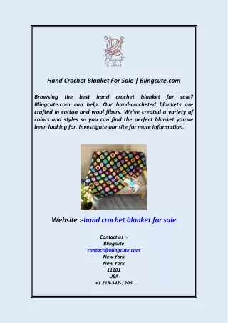 Hand Crochet Blanket For Sale  Blingcute.com