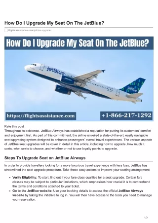 How Do I Upgrade My Seat on The JetBlue?