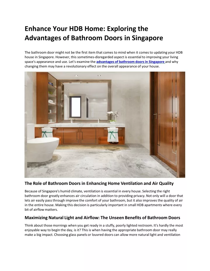 enhance your hdb home exploring the advantages of bathroom doors in singapore