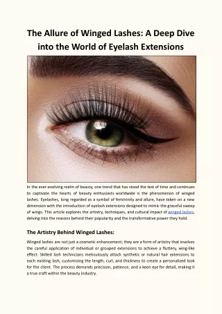 The Allure of Winged Lashes: A Deep Dive into the World of Eyelash Extensions