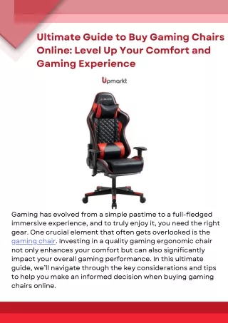 Buy Gaming Chairs Online Level Up Your Comfort and Gaming Experience