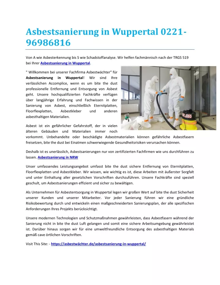 asbestsanierung in wuppertal 0221 96986816