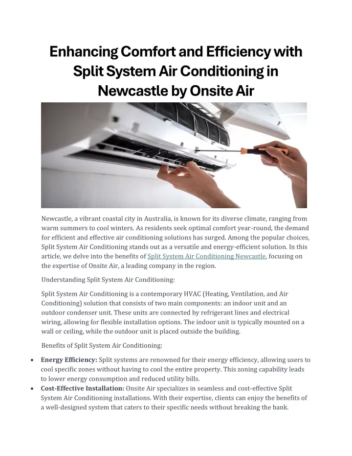 enhancing comfort and efficiency with split