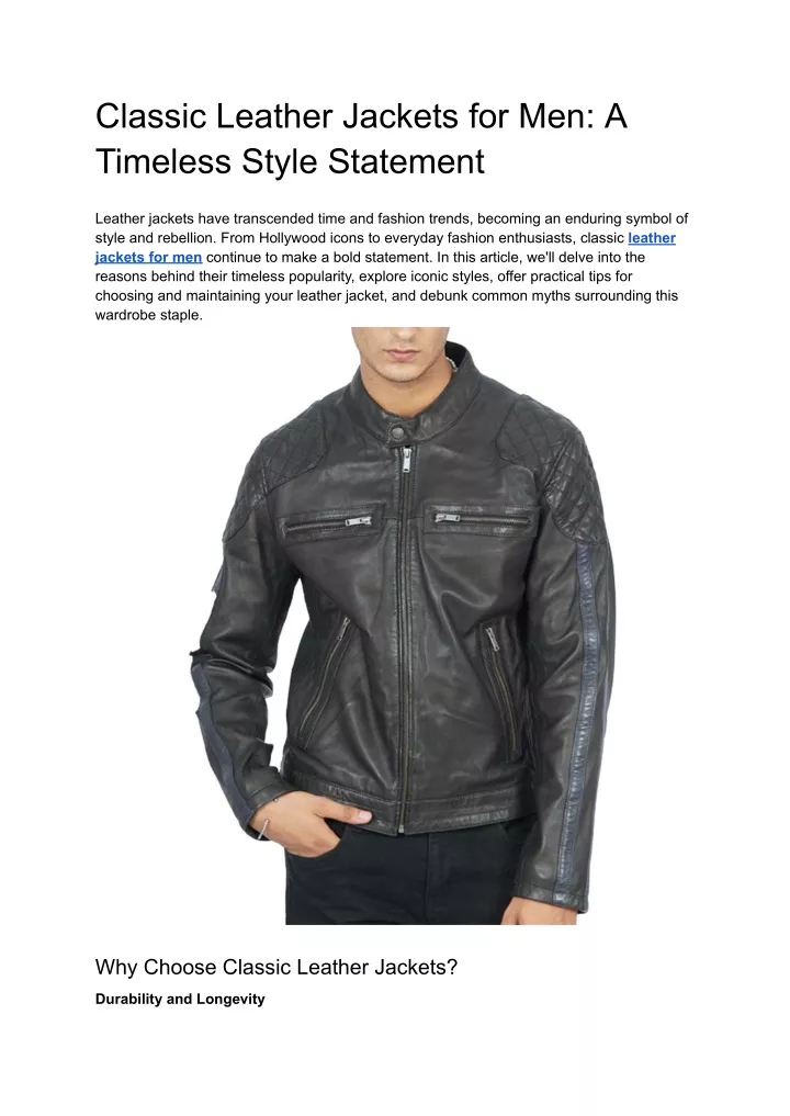 classic leather jackets for men a timeless style